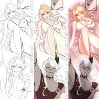 Female-oriented comic coloring sample